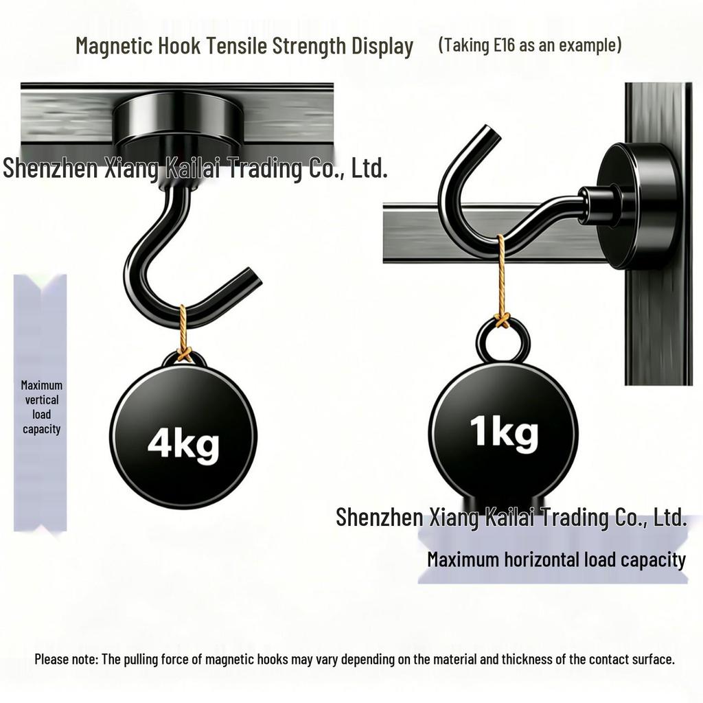 Neodymium Iron Boron Strong Magnetic Hook - Black & White Plated