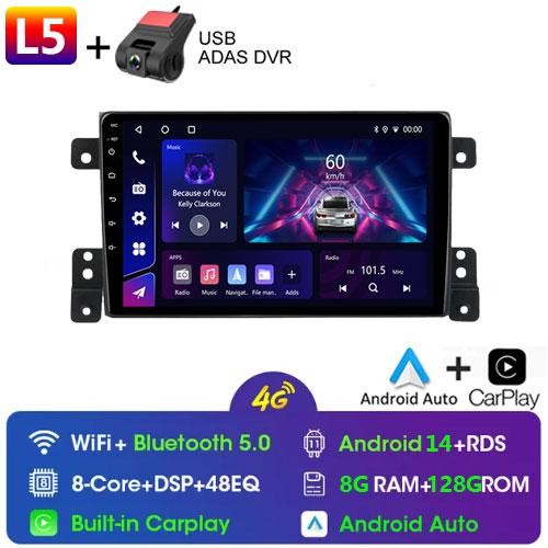 9 Inch 2 Din Car Radio for Suzuki Grand Vitara Escudo 2005-2015 Multimedia Android with Frame Carplay Autoradio Stereo