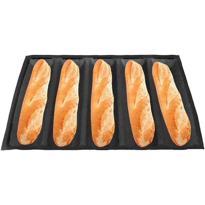 5 Cavity French Bread Roll Pan Nonstick Tray Foldable Soft Compact Storage for Kitchen Bakery Home Use
