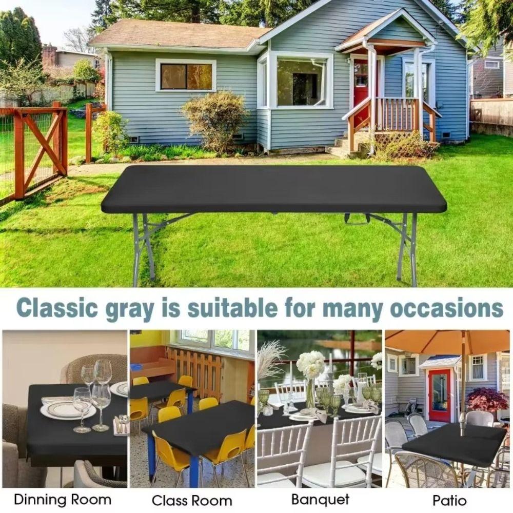 6FT Universal Spandex Tablecloth Elastic Fitted Stretch Rectangular Tablecloth Washable Wrinkle Resistant Patio Table Cover