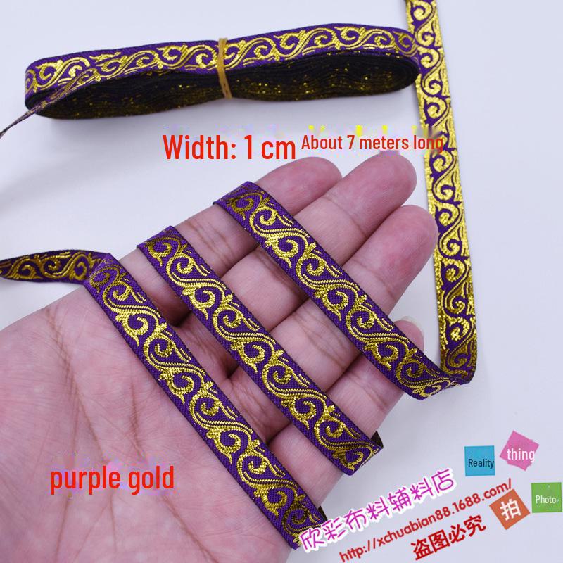 Ethnic Style Gold Lace Ribbon Embroidery Accessories No. 100