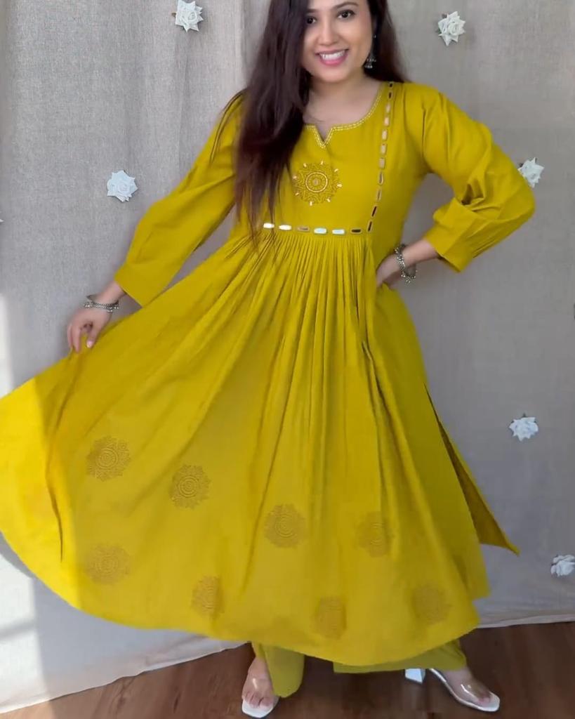 Women Designer Top Tunic Kurta Pant Set Indian Bollywood Pure Cotton Kurti Dress