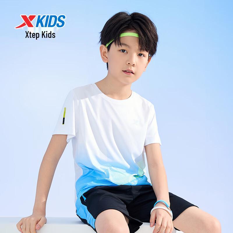 XTEP Boys' Color-Block Round Neck Short Sleeve Knit Shirt