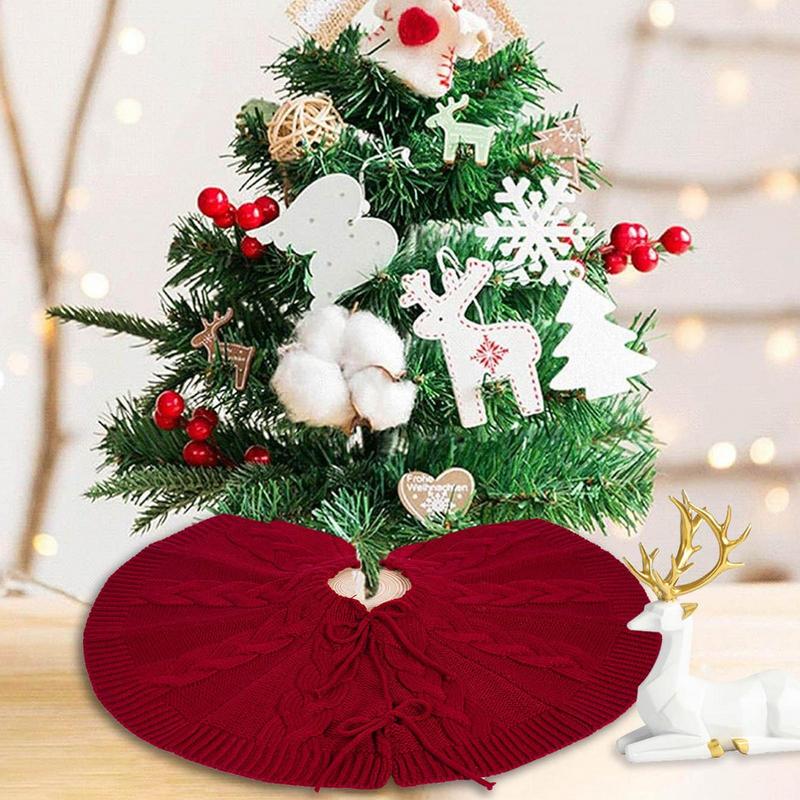 Christmas Tree Skirt Tree Skirt Ornament Tree Decorating Supplies Bottom Ornament Red Twisted Knit For Christmas Home Supplies United States