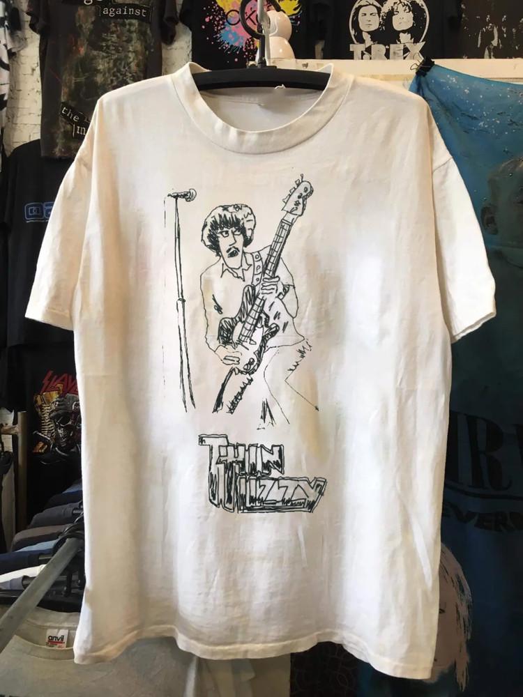 

Vintage Thin Lizzy Art Cotton White Shirt Unisex Concert S to 5XL SN409 Unisex T-Shirt L