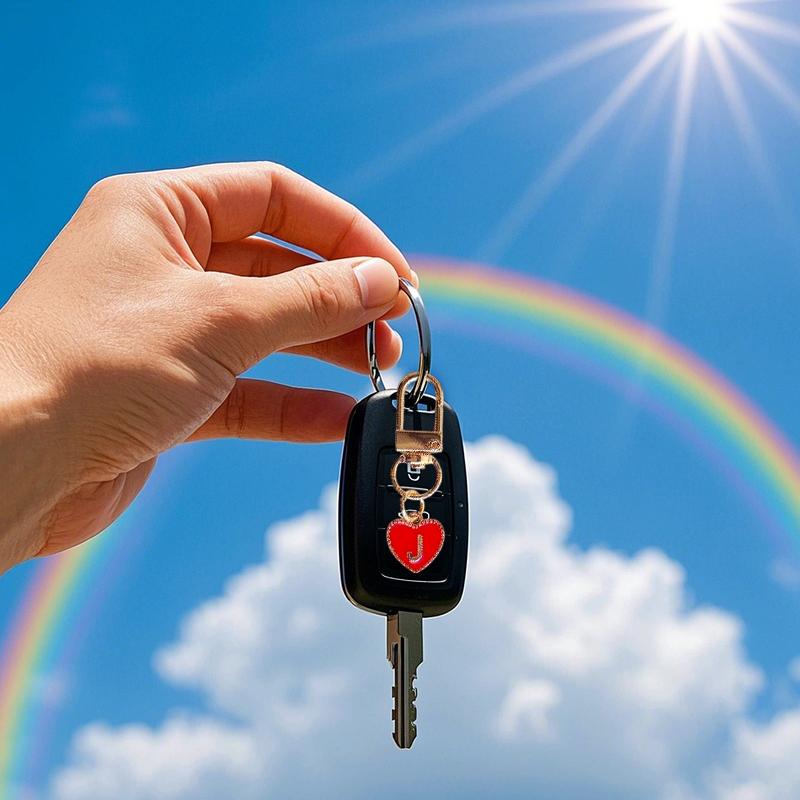 1PC Lobster Buckle Gift Metal Party 26 English Letters Keychain Marker Heart Shaped Red Love Keychain Design DIY Creativity