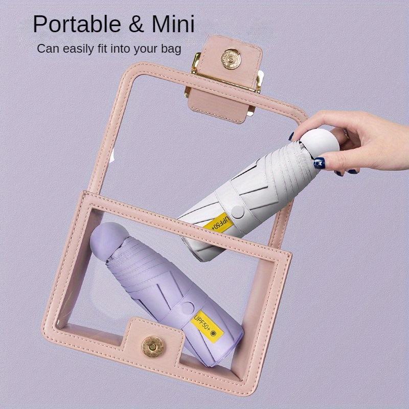 Mini Capsule Folding Umbrella UPF50+ Vinyl Coating Portable Sun and Rain Pocket Parasol UV Protection