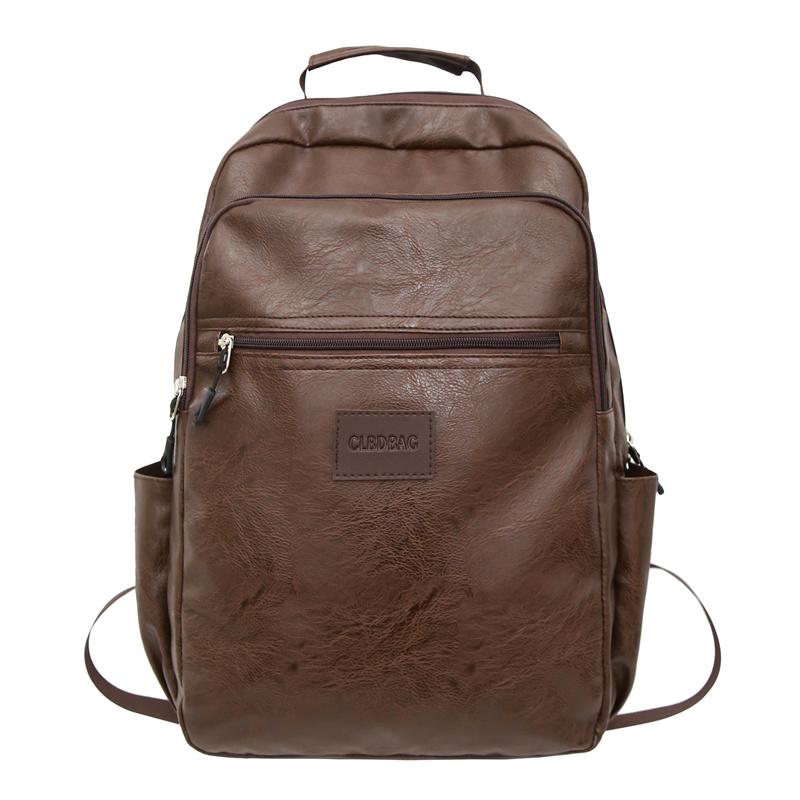 Sac à dos d'étudiant en cuir souple pour homme, grande capacité, pour ordinateur