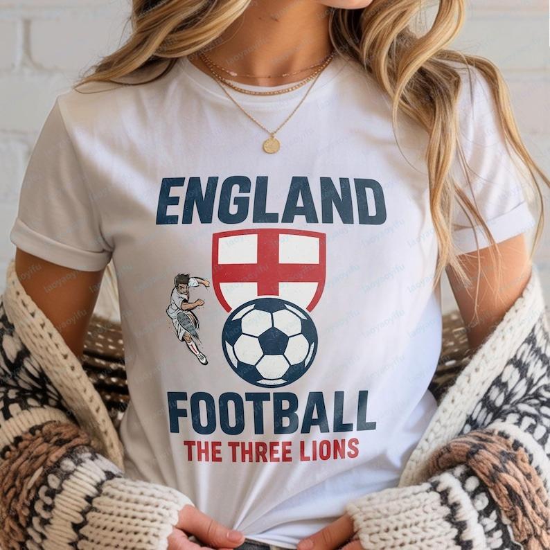 England Football Three Lions Graphic Unisex Tee Soccer Fan Gift Vintage Casual Streetwear Top