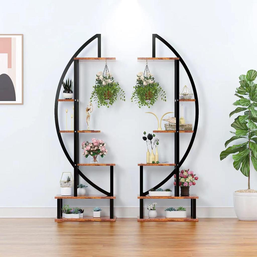Half-Moon Multi-Layer Indoor Flower Stand for Living Room and Balcony
