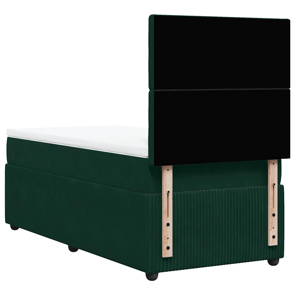 Box Spring Bed with Mattress Dark Green 80 x 200 cm Velvet