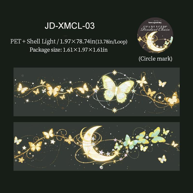 Starlight Pendant Chain Series Vintage Butterfly Light Landscape PET Tape Creative DIY Journal Material Collage Stationery