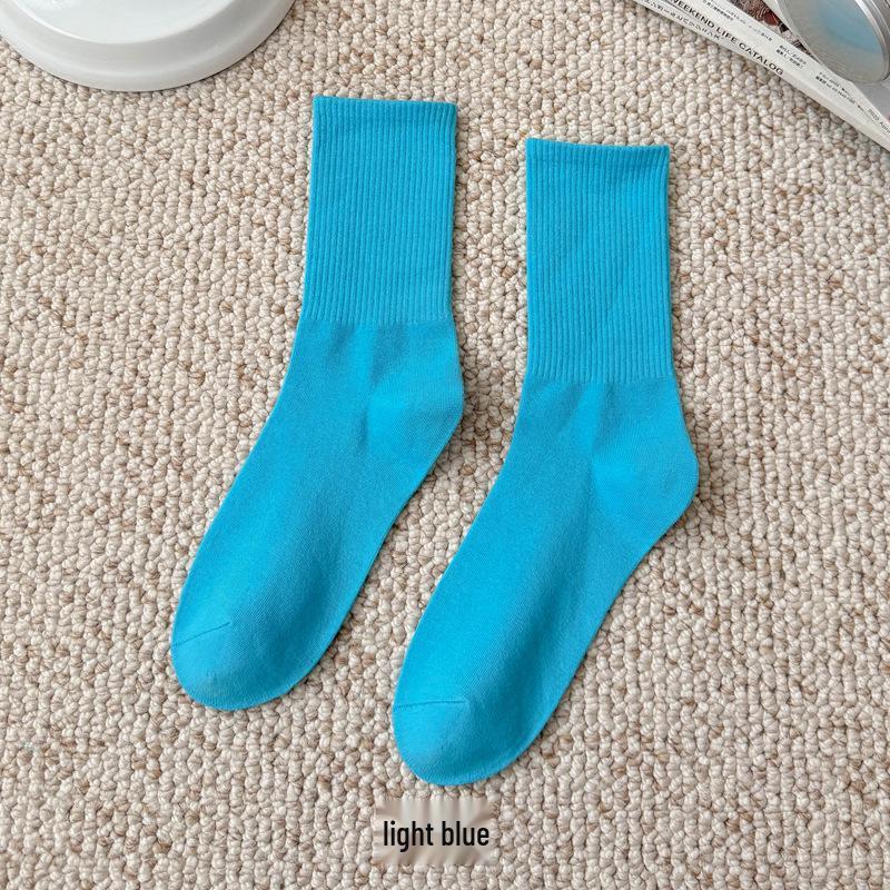 Bunte Damen Kniehohe Candy Color Scrunch Socken - Trendy, Ganzjährig, Mittelhoher Schaft, Einfache Tanz Baumwollsocken