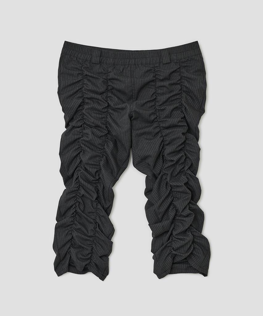 Taibseobiseu Shirred Texture Capri Pants [Charcoal]