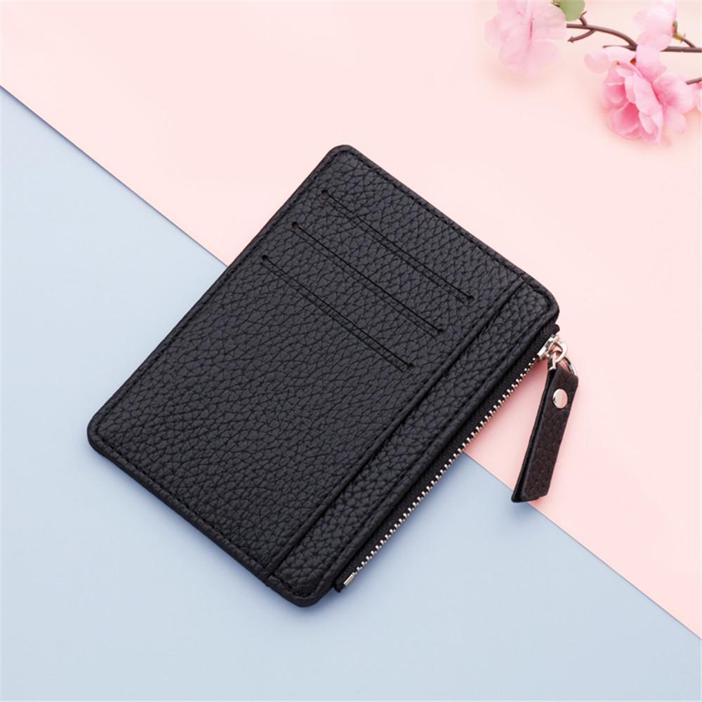 Slim Wallet Purse PU Leather Women Men Card Holder Unisex Zipper Business Card Case Credit Mini Bank Cards Holder Gift Wallet