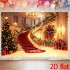 2D flat 1 Christmas luxurious hall polyester background fabric, magnificent staircase, suitable for Christmas home decoration