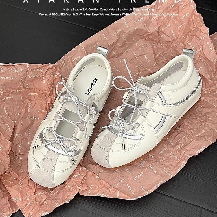 Cowhide version, inner height increase 5cm German training shoes women's 2025 summer new Korean version ballet Mary Jane shoes lazy single shoes