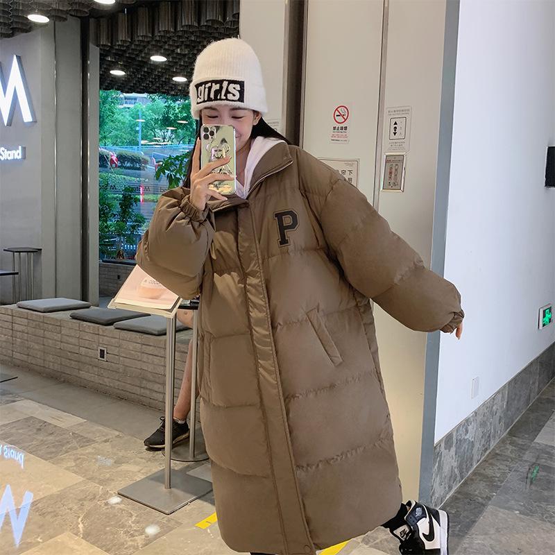 

Простые большие буквы утолщенная хлопковая одежда женское свободное зимнее пальто средней длины хлопковое XL хаки