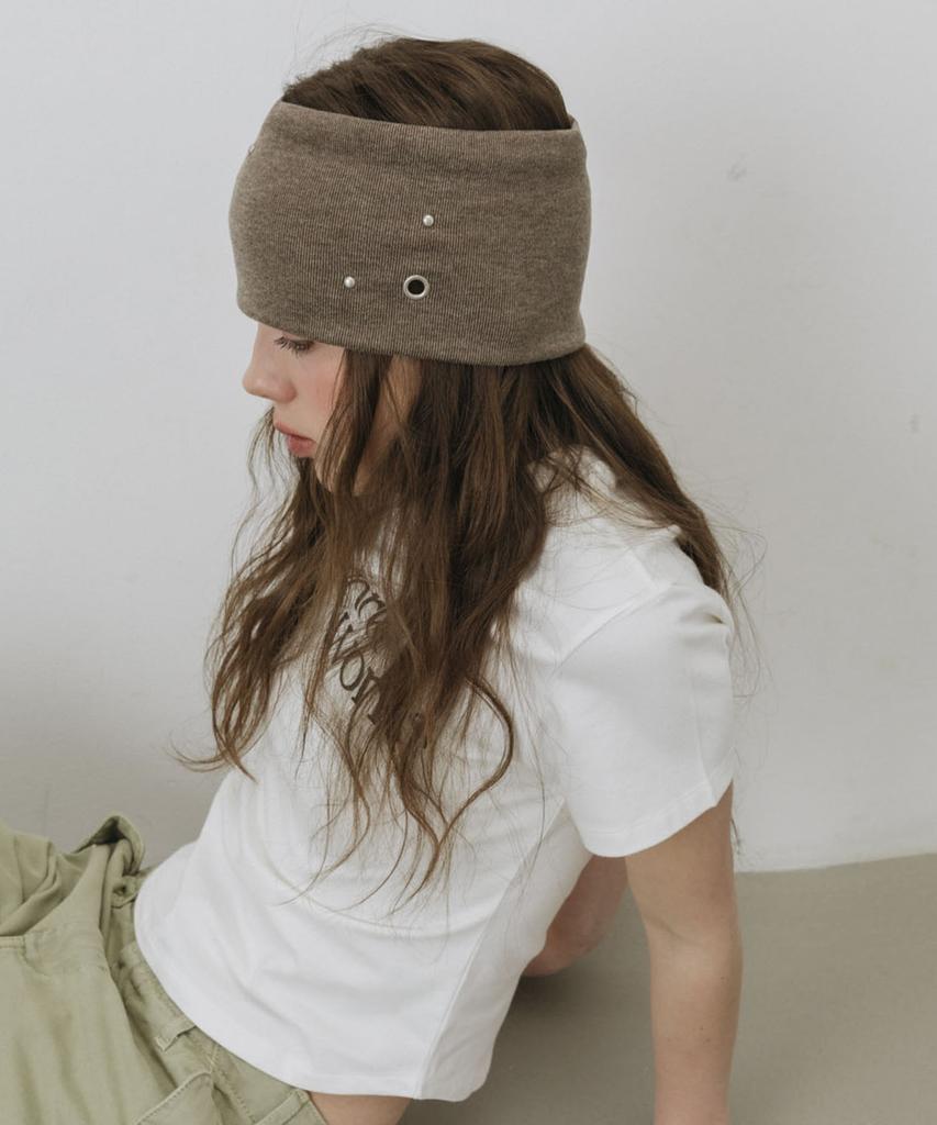 Newyorkworks Metal Eyelet Wide Hair Bandana_Brown