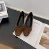 Small Inner Height Increase Women's Shoes, Sweet Suede Bow Round Head Single Shoes, Not Tired Feet, Shoes with Skirts In Summer