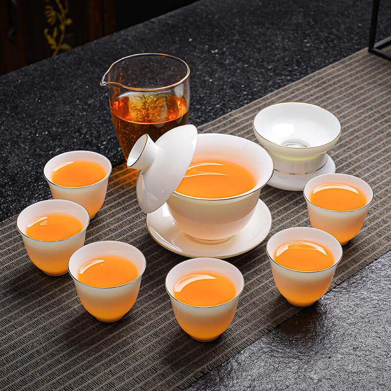 Mutton Fat Jade Dehua White Porcelain Gongfu Tea Set