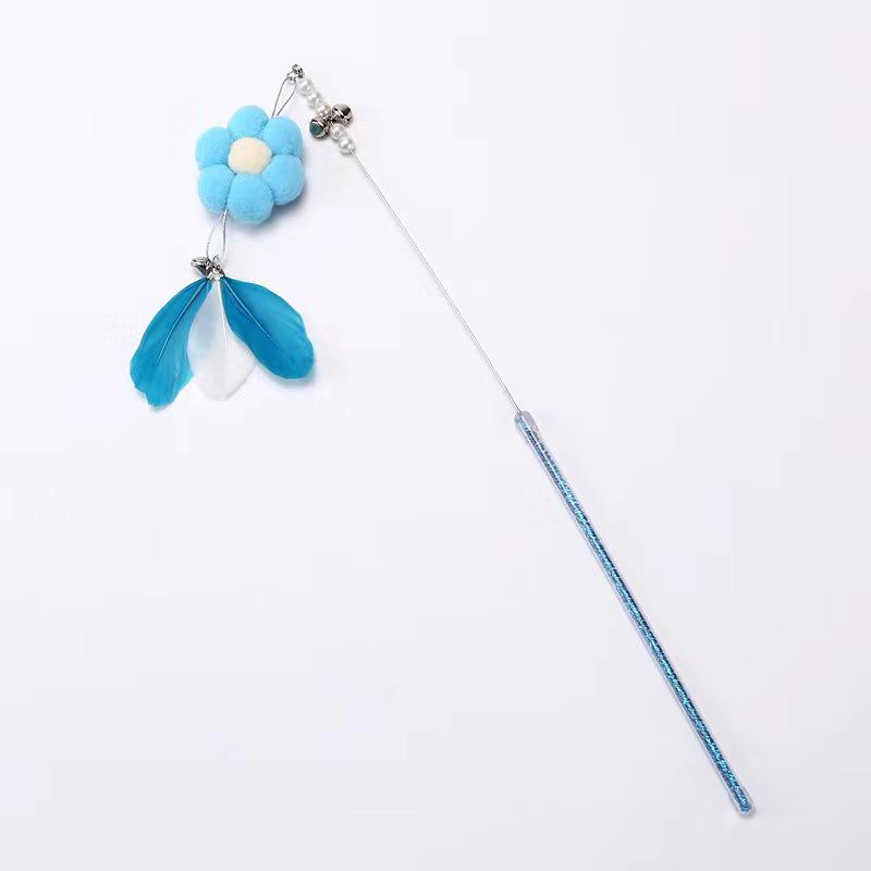 Self-Play Cat Teaser Wand: Bite-Resistant Rod with Feather & Bell