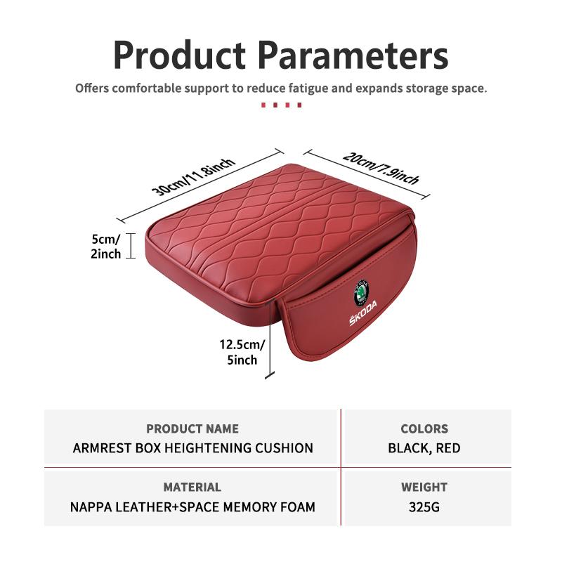 CKDQ9 Car Center Console Cover Leather Armrest Mat Arm Storage Bag Mat For Skoda S Kodiaq Octavia 2 3 Yeti Karoq Rapid Fabia VII VRS