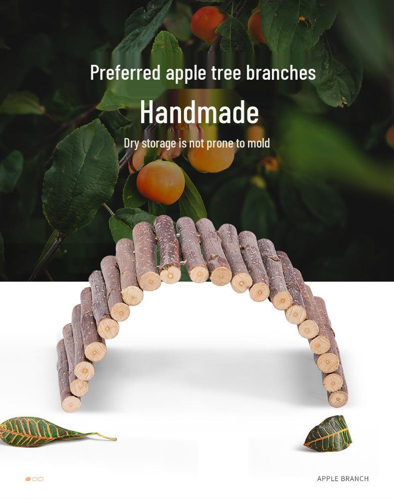 Apple Branch Ladder Toy for Hamster Cages - Climb, Hide, Chew & Decorate