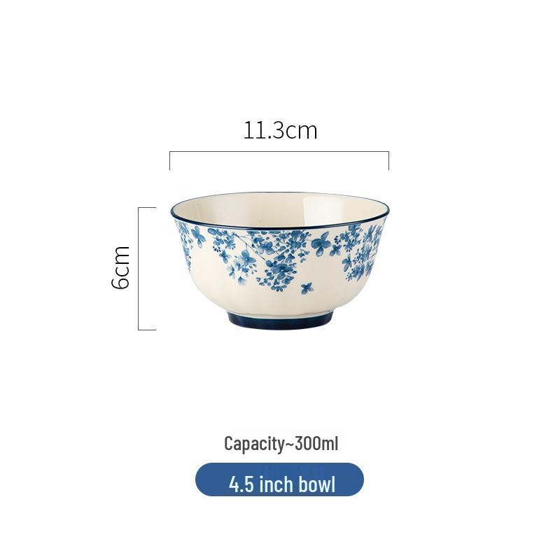 Luxury National Tide Style Ceramic Bowl & Plate Set - Underglaze Color, Ideal for Rice, Soup, and More.