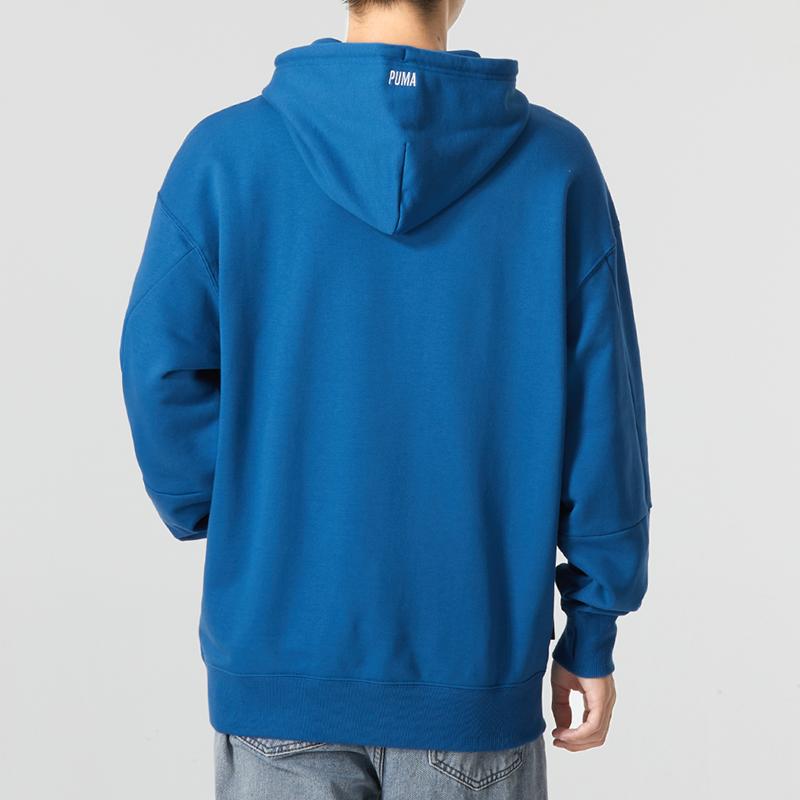 Puma Sports Casual Logo Hoodie Men Tops Lake-Blue 537706-17