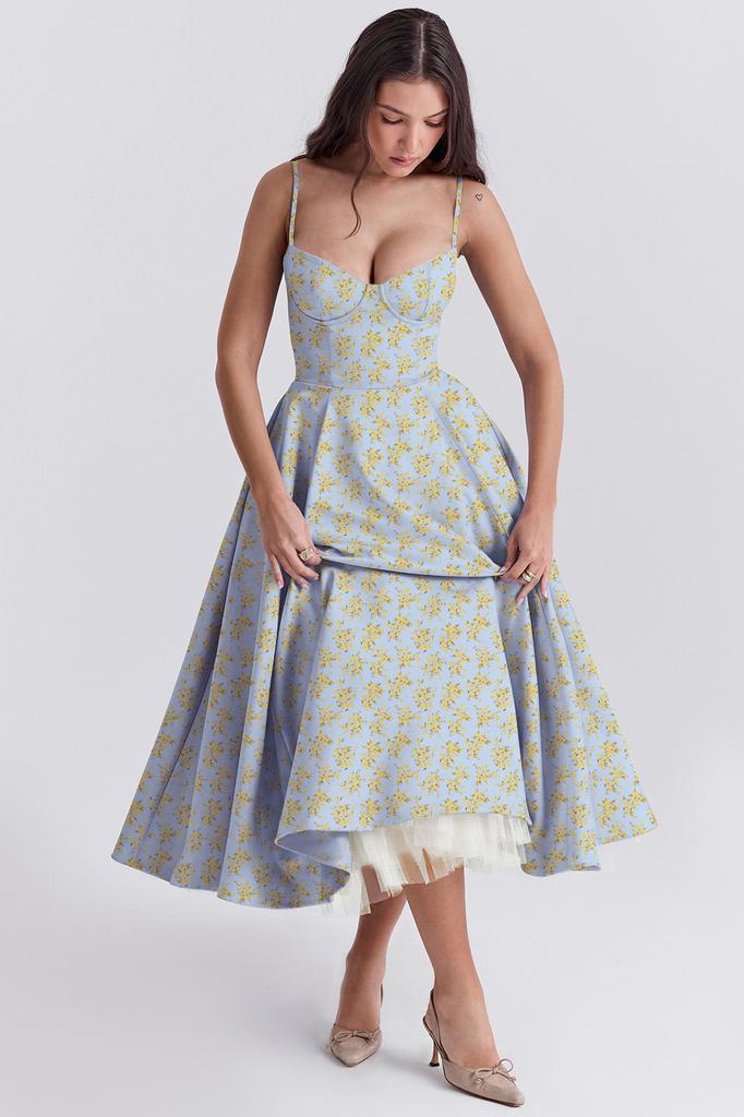 Neues Sommer-High-End-Prinzessinnenkleid Netz-Schwingboden-Doppellagen-Trägerkleid für Damen