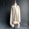 Factory Direct  Pashmina Shawl Women Cashmere Scarf Shawl With Fox Fur Pompoms