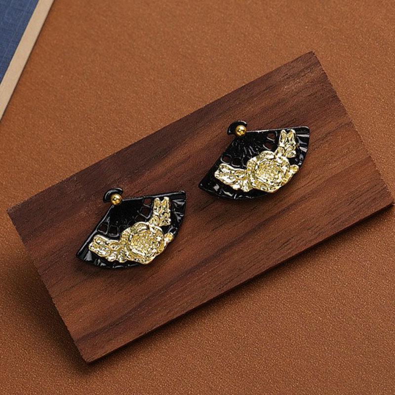 Boucles d'oreilles gland perle en forme d'éventail:  Pendentif Boucle de Paix Style Chinois Rétro pour Costumes Hanfu