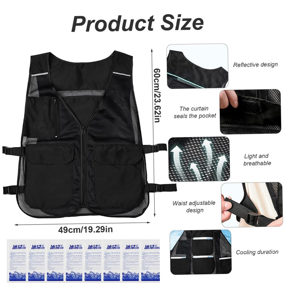 

Cooling Vest Body Cooling Vest With 8 Ice Packs AC Ice Vest Summer Cooling Vest Adjustable Cold Vest For Men Women Hot Weather