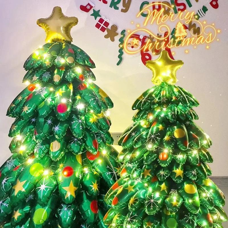 Großer 3D Stehender Weihnachtsbaum Folienballon Mit LED-Lichtern Neujahrsparty Dekoration Zubehör Haus Xmas Deko Po Requisiten