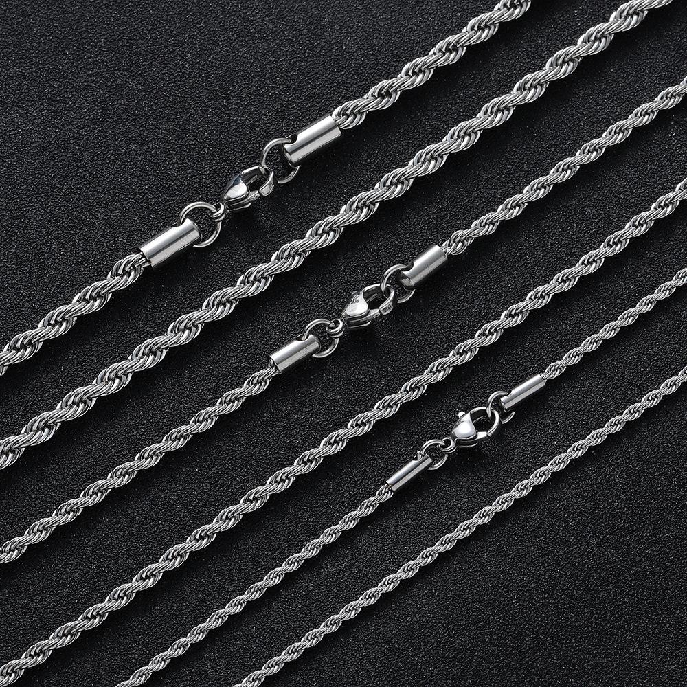 

2/3/4/5/6 MM Rope Chain Necklaces For Men Women Twisted Sigapore Links Choker Basic Casual Punk Rock Stainless Steel Jewelry 2MM&16 inches 40cm