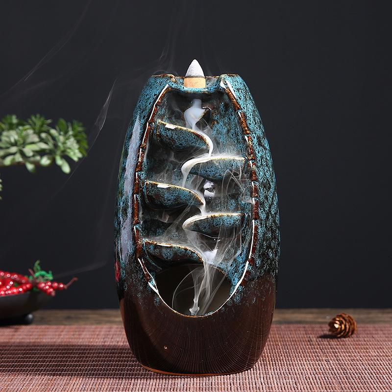 All-Round Flowing Sand Incense Burner: Ceramic Monk Maitreya Buddha Ornament