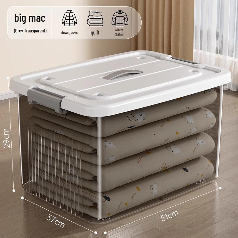 Large Transparent Plastic Storage Box for Clothes, Snacks, Books, and Toys