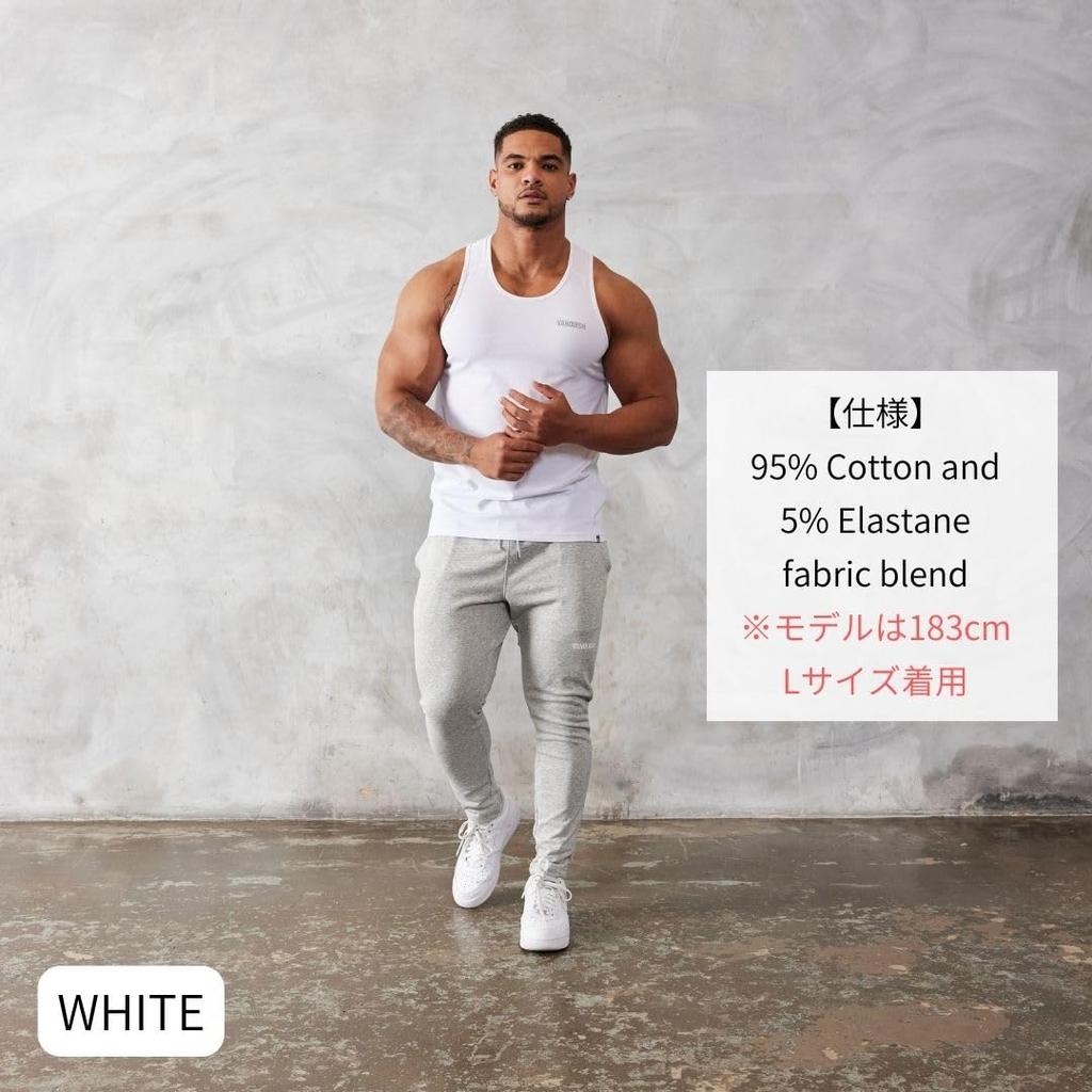 Vanquish Fitness Essential Regular Fit Tank Top for Men, Perfect for Strength Training, Bodybuilding, and Physique (White/XXL) [Parallel Import]