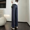 Women's High-Waist Plaid Wide-Leg Pants - Summer Slim Fit, Lightweight, Casual Drape Design