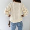2021 European & American V-Neck Button Cable Knit Cardigan Sweater for Women