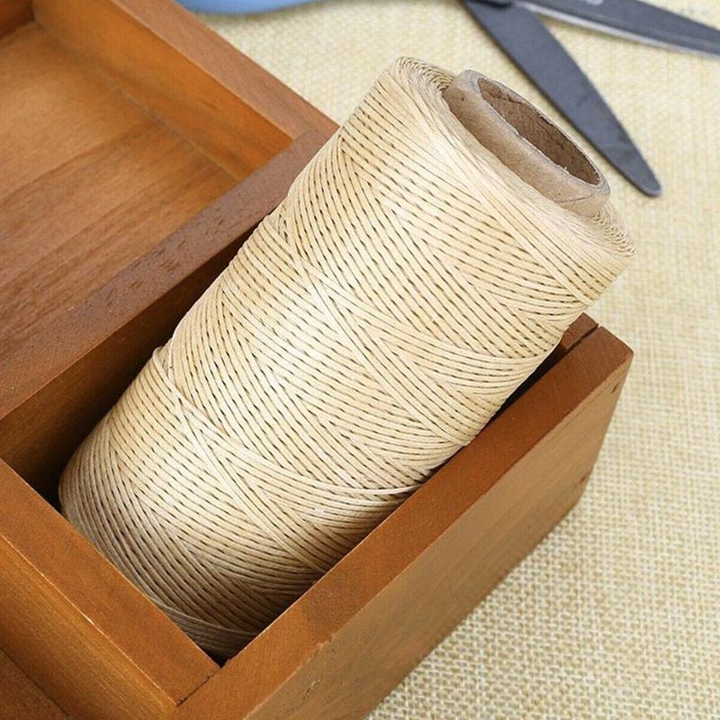 260M 1mm 150D Płaski woskowany sznurek do szycia rękodzieła do majsterkowania Narzędzie skórzane Beżowy