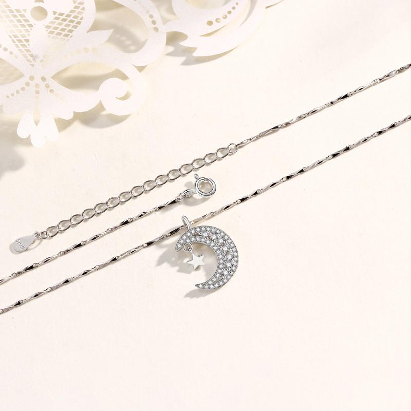 Star Moon Diamond Necklace Accessories Lamp Luxury Temperament Versatile Pendant Premium Sense Ins Wind Clavicle Chain