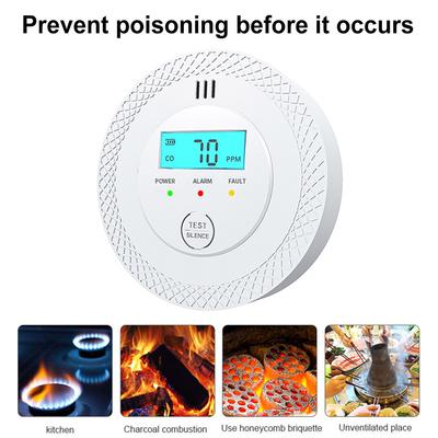 Carbon Monoxide Detector CO Gas Monitor Alarm Sound & Light Warning CO Sensor Detector with LED Digital Display for Home Office