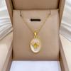 Luxury Elegant Moonstone Bee Oval Pendant Necklace for Women Stainless Steel Chain Fashion Jewelry Accessory Gifts