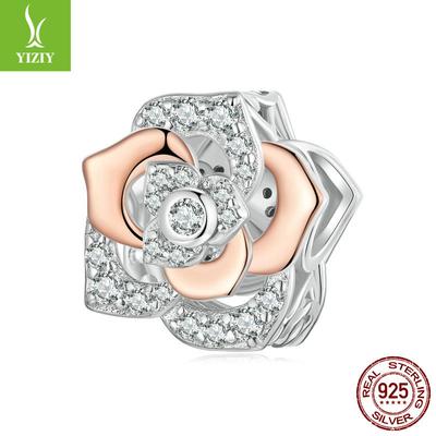 Funkelnder Zirkon Rose DIY Armband Perlen Lose Perlen, Romantische Und Elegante S925 Sterlingsilber Perlen