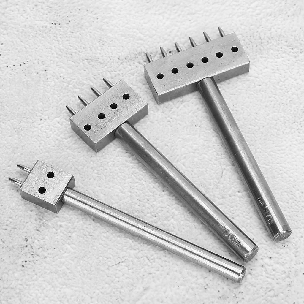 3PCS Spacing Punch Tool DIY Leather Craft Hole Punching Set Belt Hole Puncher(8mm(2+4+6) )