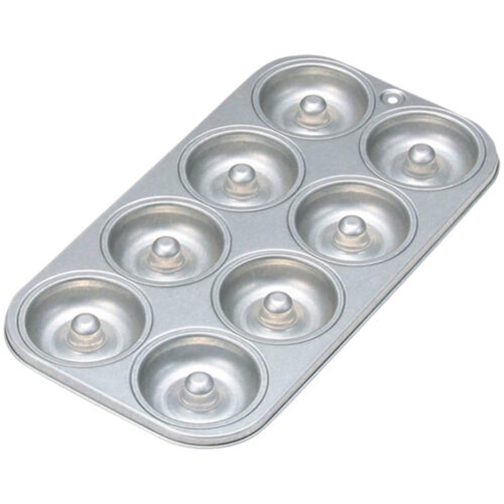 Tiger Crown Silver Donut Pan, 127 X 237 X 16mm, 8 Mini Donut Pans, Tin-Plated Steel, Baked Donuts, Recipe Included, Product Number 2326