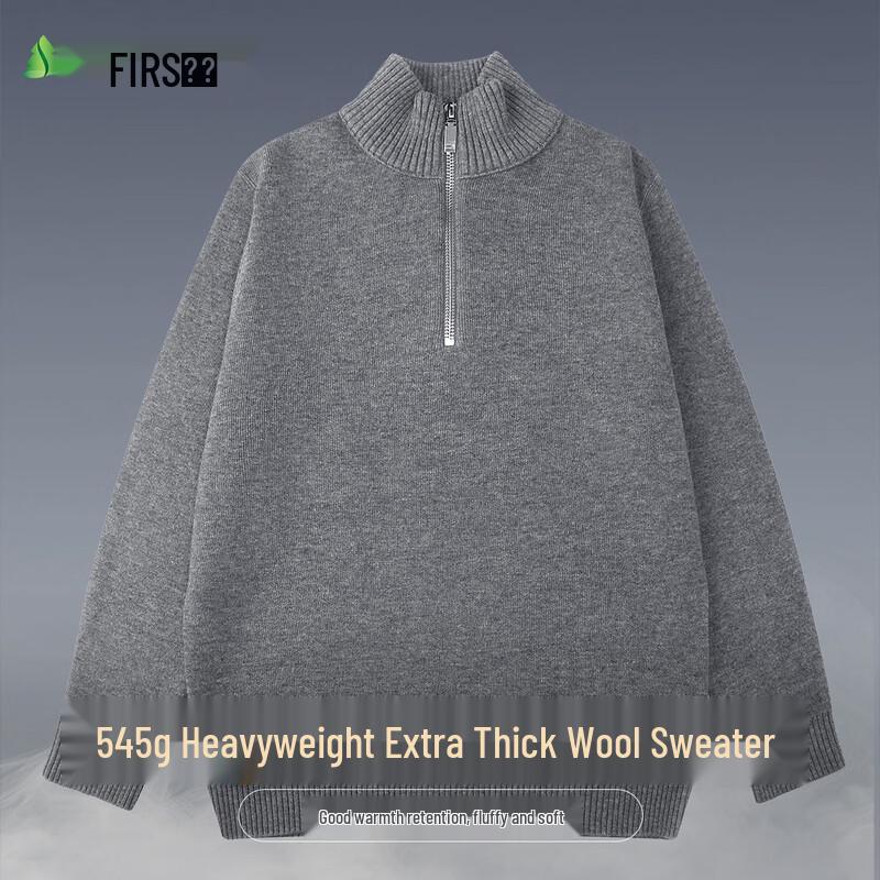 

FIRS Men s Heavyweight Wool Blend Half-Zip Mock Neck Sweater XL