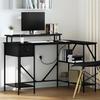 Desk with Shelf Black Oak Effect 120 X 79 X 86.5 Cm